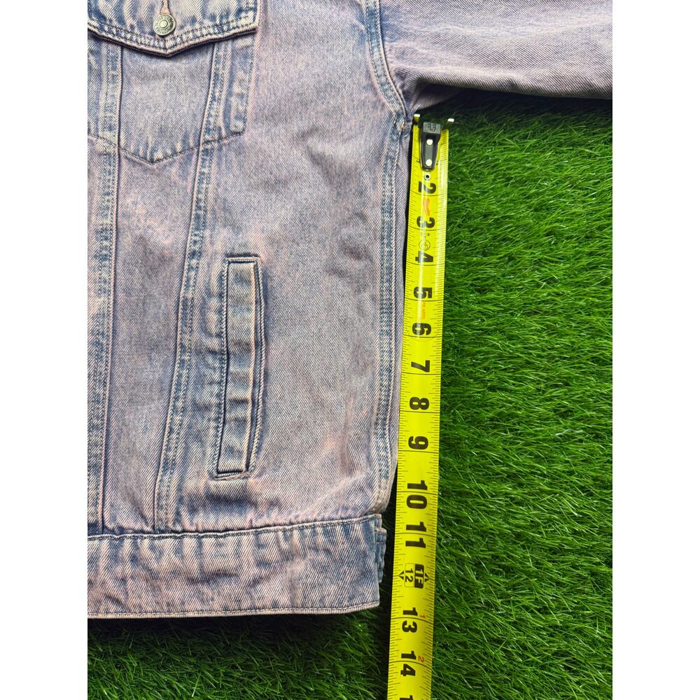 FOREVER 21 Acid Wash Denim Jacket Purple Women's M Oversized Trucker Jean Coat - Picture 12 of 16